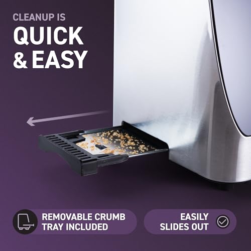 Stainless Steel 2 Slice Touch Screen Toaster - 8 Bread Types, 7 Browning Modes, Automatic Lowering