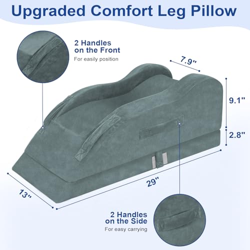 KingPavonini Leg Elevation Pillow for After Surgery, Single Leg, Grey