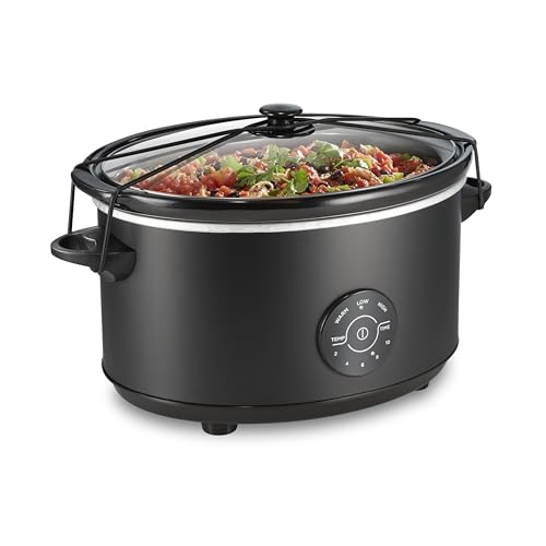 Hamilton Beach 7 Qt Portable Programmable Slow Cooker with Lid Latch, 15 Cooking Options