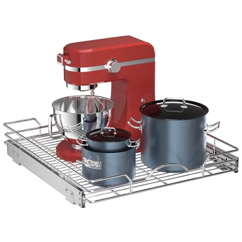 OCG 21" W x 21" D Pull Out Cabinet Organizer, 1 Tier, Chrome Finish