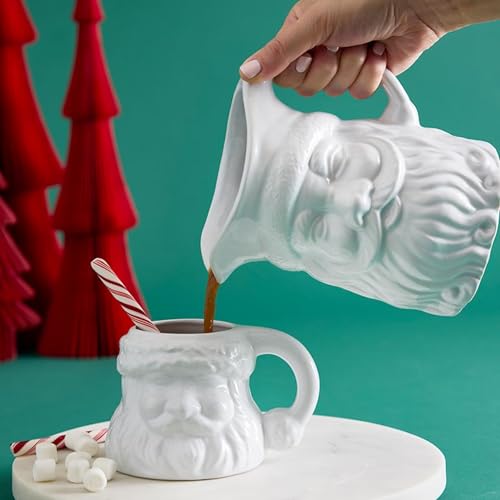 Christmas Santa Mug Ceramic Glossy White 15oz Holiday Coffee Cup