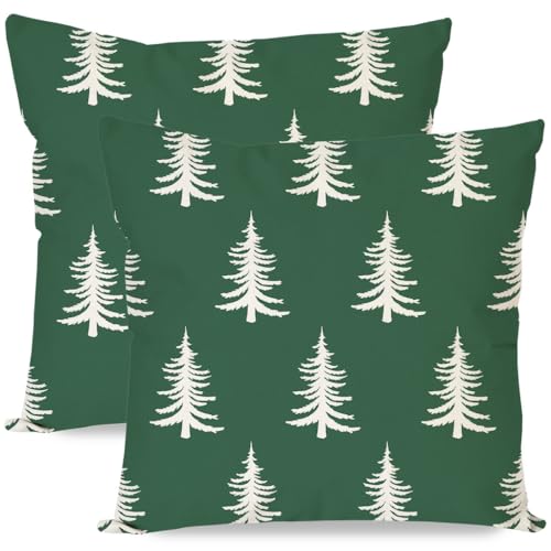 PANDICORN 18x18 Green Christmas Pillow Covers Set of 2 - Farmhouse Decor