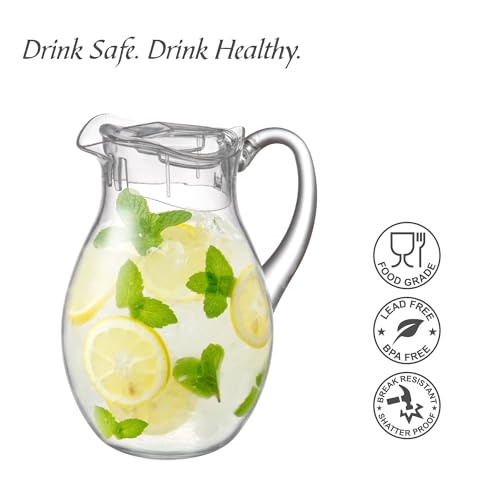 2-Pack Acrylic Water Pitcher 72 oz BPA-Free Shatterproof for Iced Tea Juice