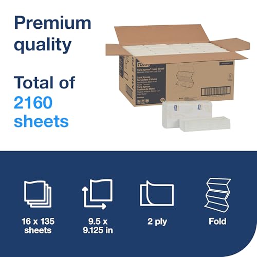 Multifold Paper Hand Towels - Soft, Absorbent, 16 Packs of 135 Towels