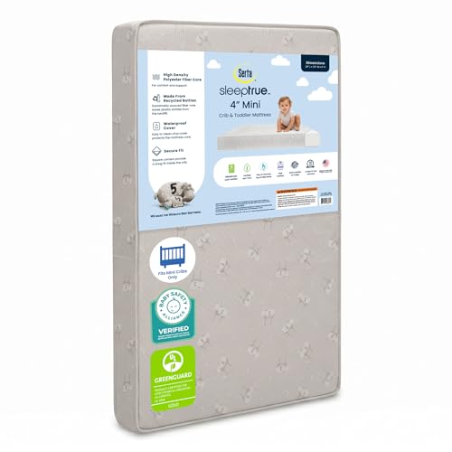 Delta Children Serta SleepTrue 38x24x4 Inch Mini Crib Mattress Waterproof & Hypoallergenic