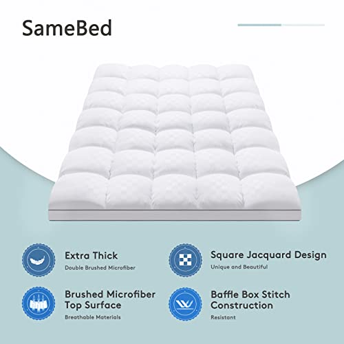 SameBed Queen Mattress Topper - Extra Thick Cooling Mattress Pad with Deep Pocket