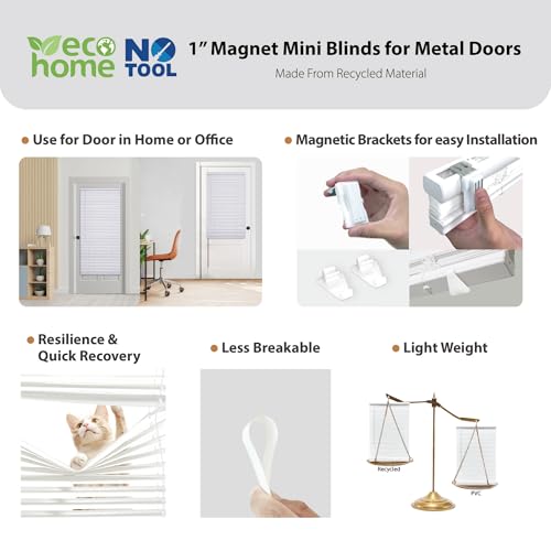 Magnetic Mini Blinds for Metal Doors - 1 Inch Cordless Room Darkening, 25x42 Inches, White (Variation of THIS listing)