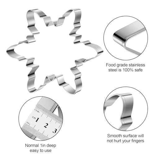 Snowflake Cookie Cutter Winter Christmas Biscuit Cutters New Year¡¯s Day DIY Baking Mold, Pack of 5