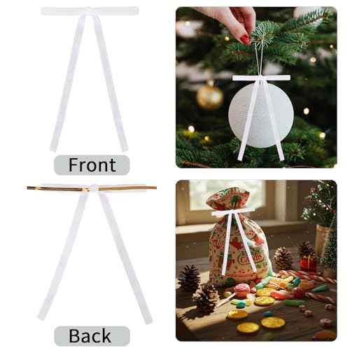 TONIFUL 36 Pack White Velvet Bows for Christmas Tree Decor, 5x7 Inch Bows for Gift Wrapping, Treat Bags, Wreaths, Crafts, Cards, Bouquet,Cakes Decor Valentine Christmas Party Supplies(3/8" Width