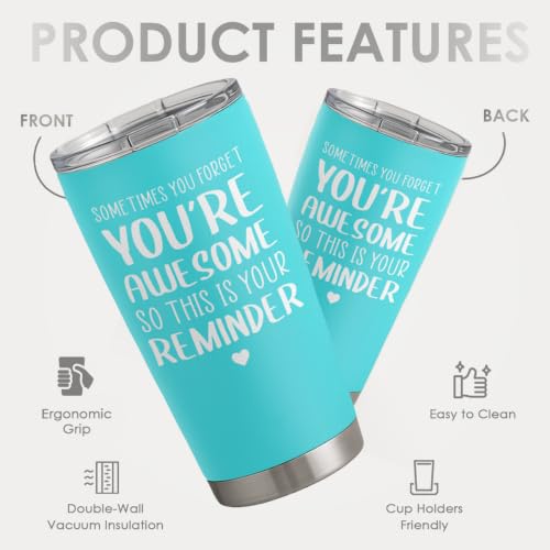 SANDJEST Sometimes You Forget That You’re Awesome Tumbler Gift Set - Inspiration 1, 20oz Insulated Travel Mug