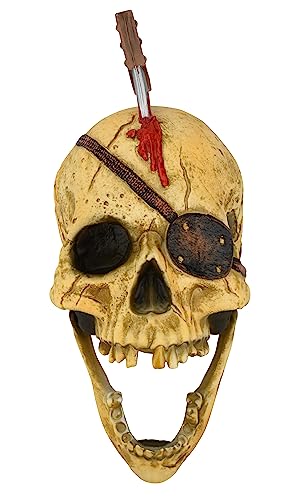 Tree Buddees Creepy Pirate Skull Tree Topper - 10 Inch Halloween & Christmas Decor