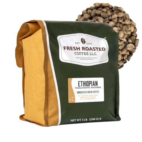 Unroasted Ethiopian Yirgacheffe Kochere Coffee Beans - 80 oz for Home Roasting - Kosher