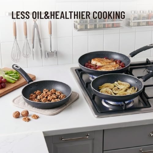 Nonstick Frying Pan Set 3-Piece Induction Compatible Skillet Collection - 8, 9.5, 11 Inch