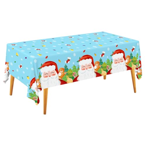 Gatherfun 2-Pack Christmas Santa Disposable Tablecloths 54x108" for Merry Christmas Party Decorations