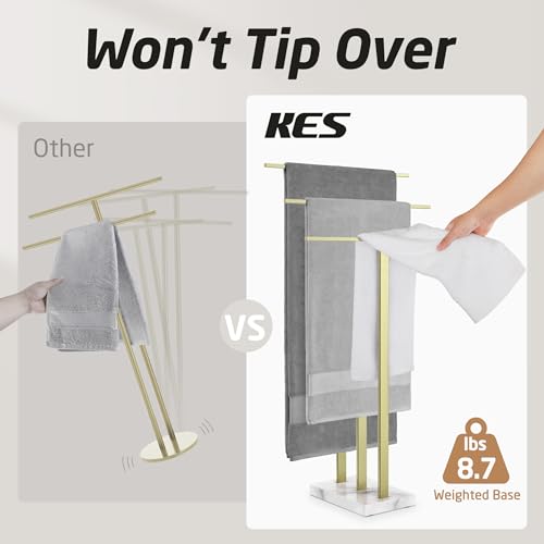 KES Gold 3-Tier Freestanding Towel Rack with Marble Base, 36" Tall