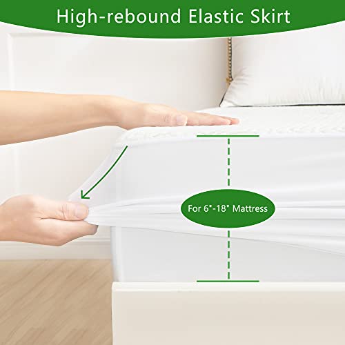 Split Top King Mattress Protector with Cooling Bamboo Viscose Waterproof Cover - 34" from Head - Fits 6-18" Deep Mattresses - Variation: 34" from Head