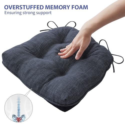 IPYNBAP Navy Chair Cushions Set of 4 15.5x15.5x4 inch Non-Slip Dining Seat Pads
