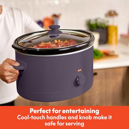 BELLA 6 Qt Manual Slow Cooker Plum - Non-Toxic Ceramic Coating, Cord Storage