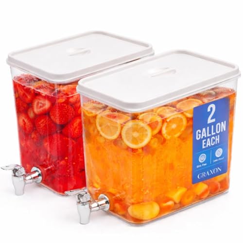 2 Gallon Stackable Drink Dispenser Set - Cube Design for Fridge & Parties - 3 Pack