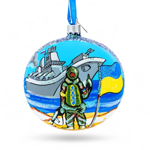 Ukrainian Heroes Glass Christmas Ornament 4 Inch Hand-Painted Holiday Decor