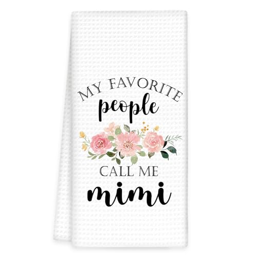 OINDADE Mimi Kitchen Towels - Gifts for Mothers Day, Grandma, Call Me Mimi Dish Tea Towels, 16x24 Inch Home Decor