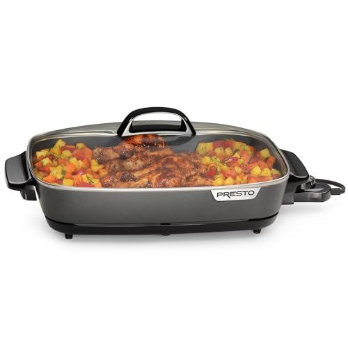 16-Inch Electric Skillet with Glass Cover, Nonstick, Adjustable Temperature