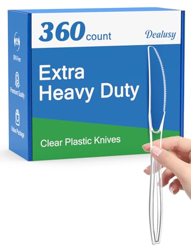 Heavy Duty Disposable Plastic Knives 360 Count - Clear, Food Grade, BPA-Free