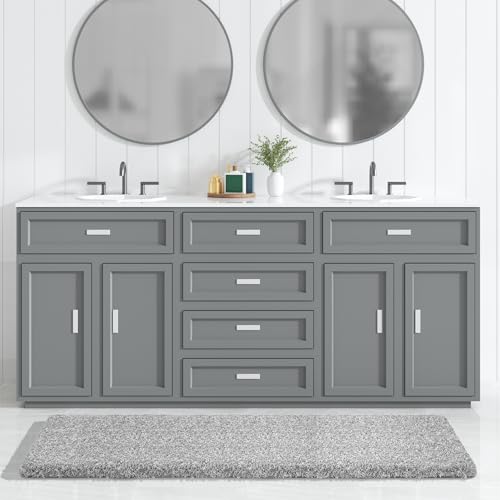 Yimobra Gray & White Bathroom Runner Rug 60x24 Non Slip Washable Plush Mat