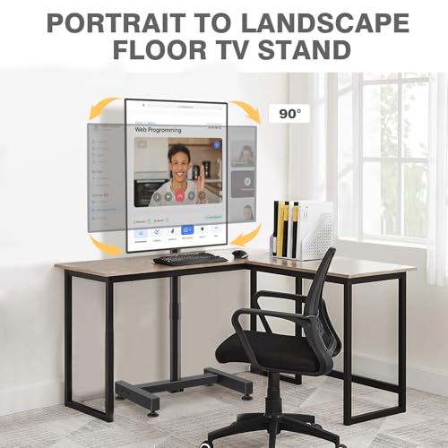 TVON Black Floor TV Stand for 13-50 inch Flat & Curved Screens, 44 lbs Capacity, Adjustable Height & VESA Mount