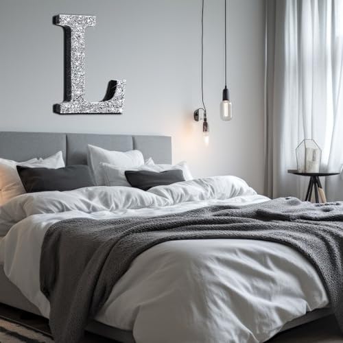 12'' Silver Rhinestone Bling Letters for Wall Decor - Letter L