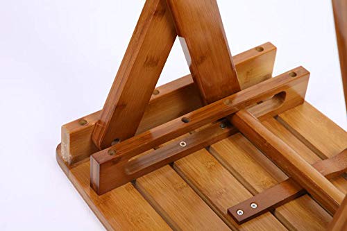 Portable Bamboo Shower Bench - Folding Shower Stool Seat Chair Support Up to 500LBS