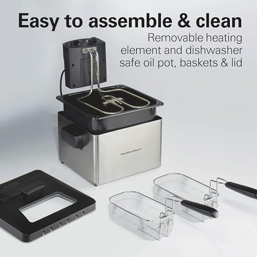 Hamilton Beach 4.5L Electric Deep Fryer with 2 Baskets & Stainless Steel - 19 Cup Capacity