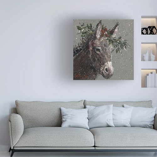 Mary Beth The Christmas Donkey Canvas Art 14x14-Inch by Mary Miller Veazie