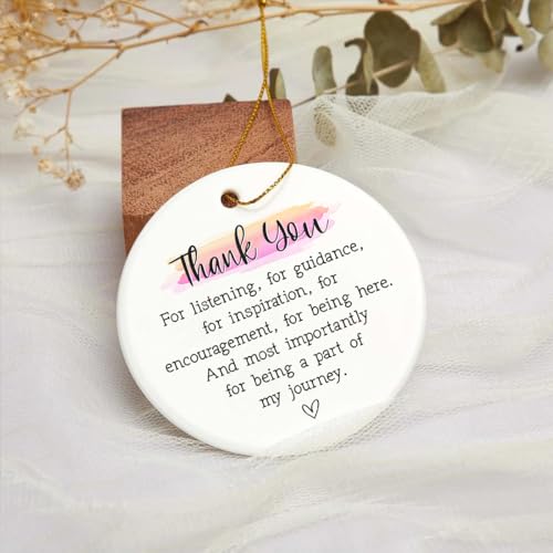 Thank You Christmas Ornament - Ceramic Hanging Gift for Coworker, Boss, Teacher, Friend