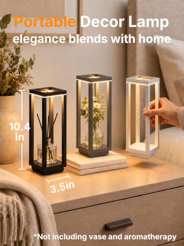Dark Gray 2-Pack Rechargeable Cordless Table Lamps - Portable 10" LED Lights