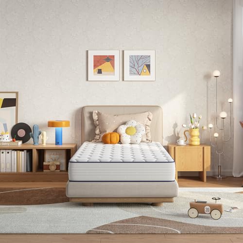White Twin Mattress 6 Inch Bonnell Spring Hybrid Support Comfort