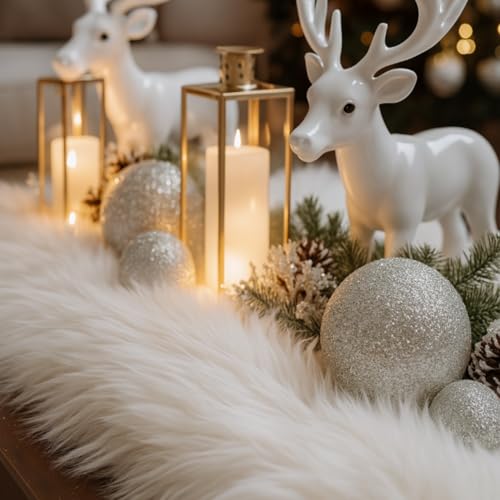 Drydiet 1.3 x 4.9 ft Thick Fluffy Snow Blanket for Christmas Village White, 40 x 150 cm