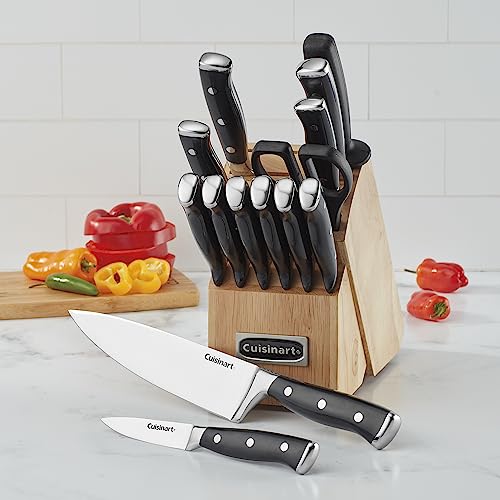 15-Piece Kitchen Knife Set with Steel Blades & Block - Sharp, Durable, Dishwasher Safe
