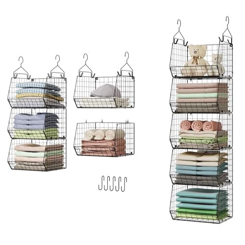 Black 5-Tier Closet Hanging Organizer with Hooks & Baskets
