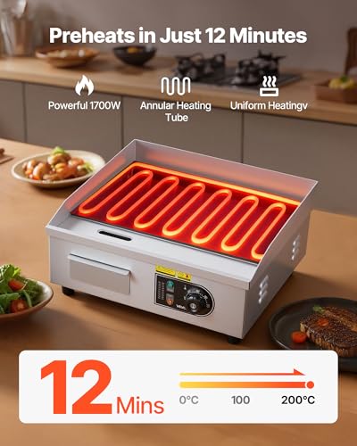 Electric Griddle 18-Inch Commercial Flat Top Countertop Cooking Surface