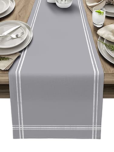 Smile Sunflower Grey Burlap Table Runner 13x120in Farmhouse Decor