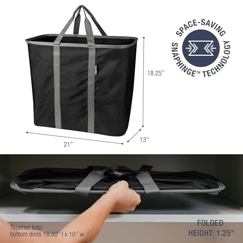 CleverMade Collapsible Laundry Caddy 2-Pack Midnight Black & Shadow Gray