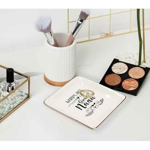 WODMIS Great Nana Gifts Ceramic Jewelry Tray Dish, Great Gifts From Granddaughter Grandson, Grandma Birthday Gift Jewelry Plate Ring Dish, Christmas Mother's Day Gifts For Great Grandma 315