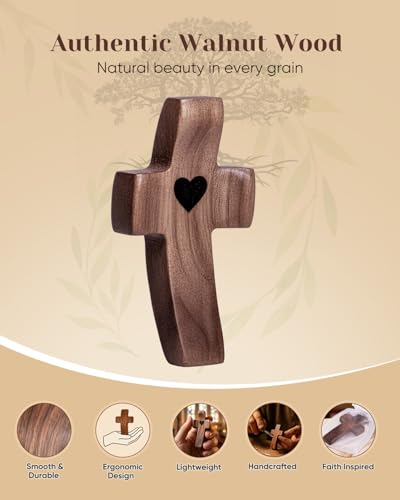 Brown Wooden Cross Fidget Set - Handmade Pocket Christian Religious Decor 100 Pack