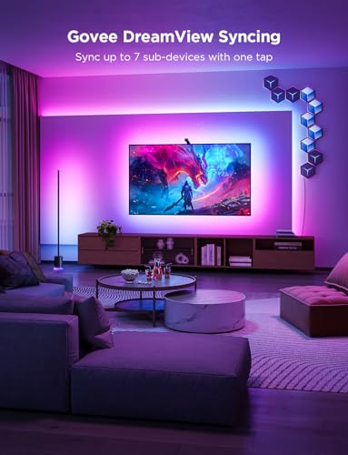 Govee TV Backlight 3 Lite LED Strip Lights 11.8ft for 55-65 Inch TVs - Ambient Room Lighting