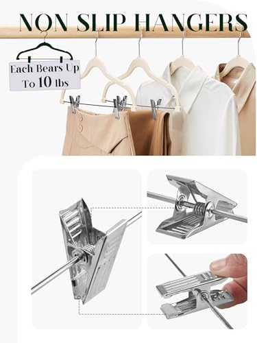 Cozymood Velvet Skirt Hangers Set of 24 Beige with Clips