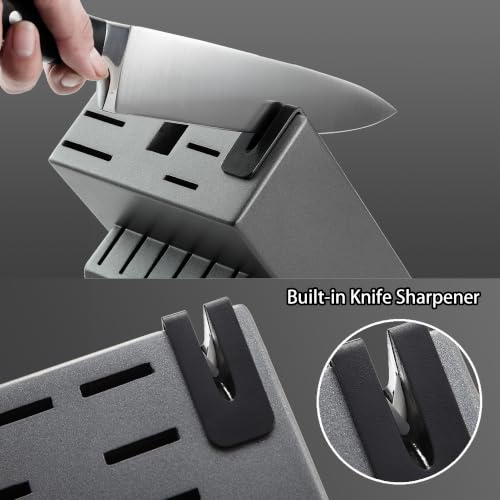 McCook 15-Piece Stainless Steel Knife Set with Built-In Sharpener - Black/Graphite