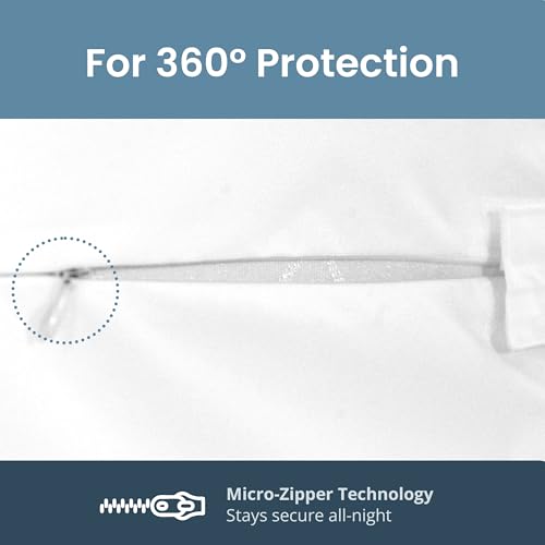Queen Zippered Mattress Protector 9-12 Inch Waterproof Encasement - Breathable & Noiseless