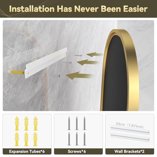 Brightify Gold Oval Wall Mirror 36x24 Inch Modern Bathroom Vanity Mirror
