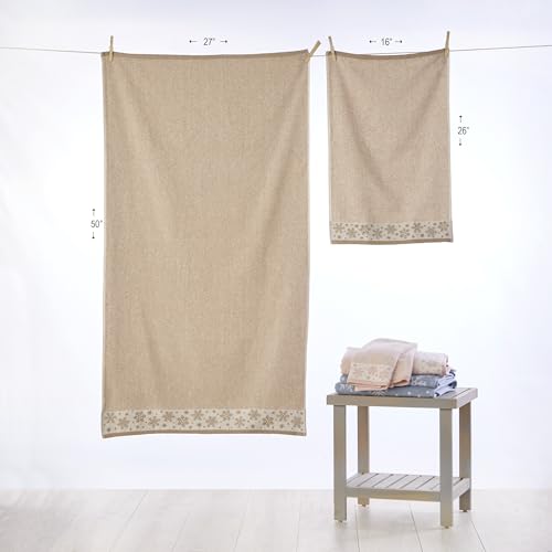 SKL Home Christmas Winter Heather Snowflake Hand Towel Set 2pc Tan
